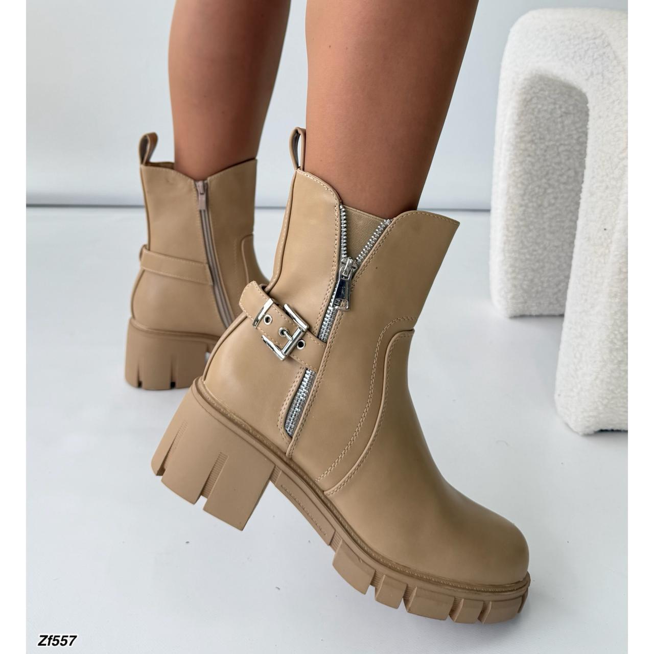 Botin beige cierres tacon 5cm DH78-7 C22